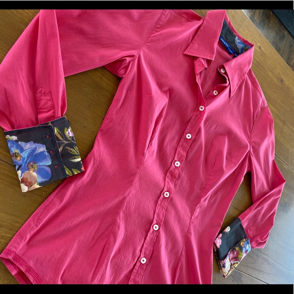 Georg Roth Long Sleeve Button-Down Pink Tropical